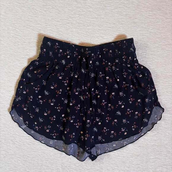 Hollister Co. Pants - Hollister Navy Floral Flowy Drawstring Shorts